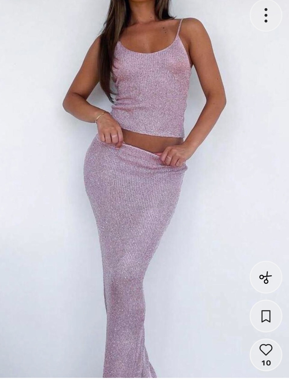 White fox Sparkle Knit Maxi Skirt - Light Pink
